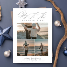 Script Minimalist Glory Family 3 Photo Christmas