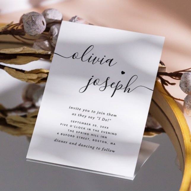 Script minimalist photo wedding + QR code details Invitation (Creator Uploaded)