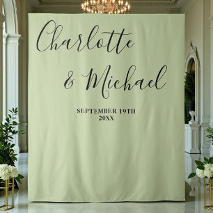 Script Minimalist Wedding   Sage Green Backdrop