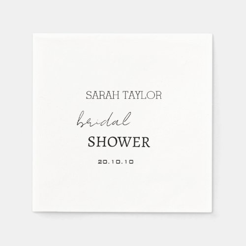 Script Minimalist White Welcome Bridal Shower Napkins