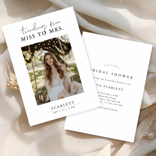 Script Miss to Mrs. Minimalist Boho Bridal Shower Invitation (Creator Uploaded)