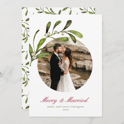 Script  Mistletoe Merry  Married Photo Holiday Card