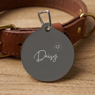 Script Mocha Brown Cute Dog Personalized Pet ID Tag