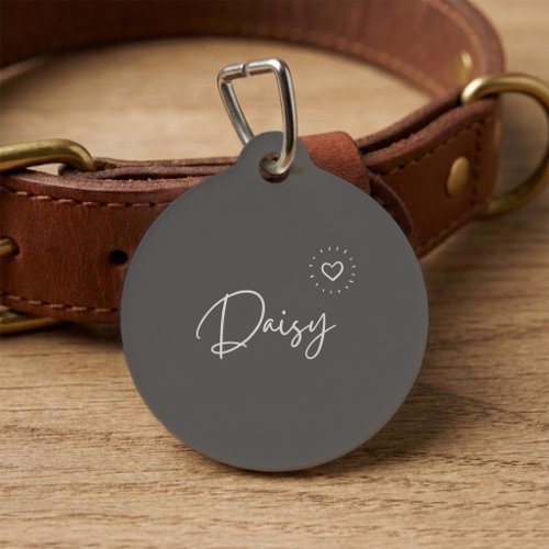 Script Mocha Brown Cute Dog Personalized  Pet ID Tag