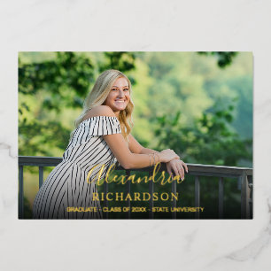Script Mod Name Photo Graduation Party Foil Invitation