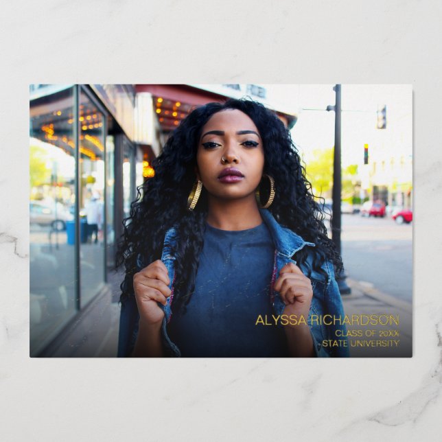 Script Mod Photo Graduation Party  Foil Invitation (Front)