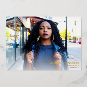 Script Mod Photo Graduation Party - White Foil Invitation