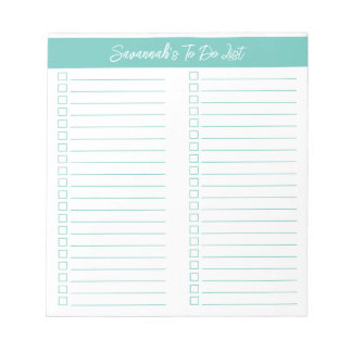 Script Modern Aqua Two Column Checklist Notepad