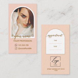 Script Modern arch pink photo qr code logo Appointment Card