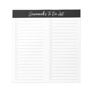 Script Modern Black & Gray Two Column Checklist Notepad