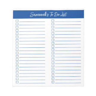 Script Modern Blue Two Column Checklist Notepad