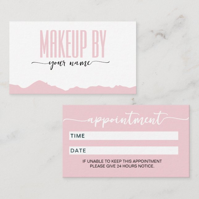 Script Modern Blush Pink and white Appointment Card (Front/Back)