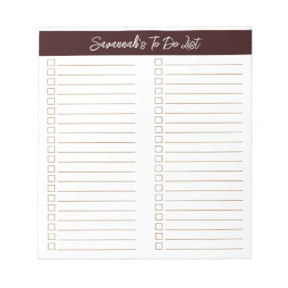 Script Modern Chocolate Brown Two Column Checklist Notepad