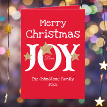 Script Modern Christmas Non-photo Red Holiday Card