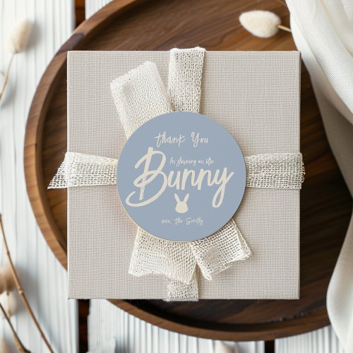 Script Modern Cute Bunny Baby Shower Classic Round Sticker