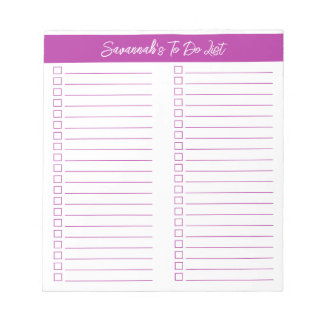 Script Modern Dark Pink Two Column Checklist Notepad