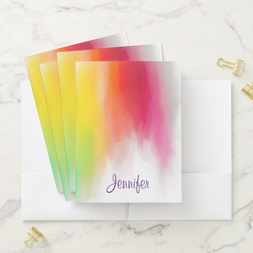 Script Modern Elegant Trendy Colorful Template Pocket Folder