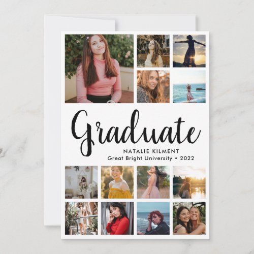 Script Modern Graduate 14 Photo Collage Graduation Invitation