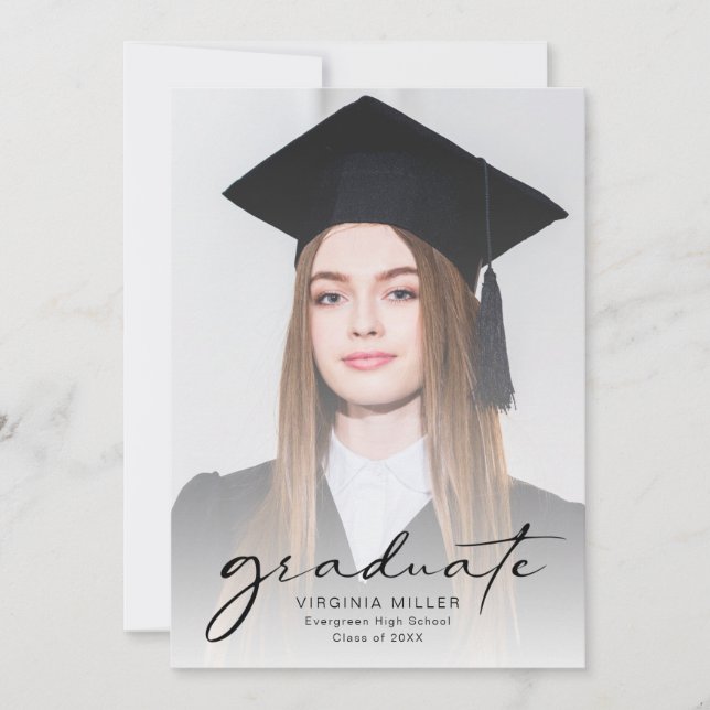 Script Modern Graduate Photo Graduation Announcement (Front)