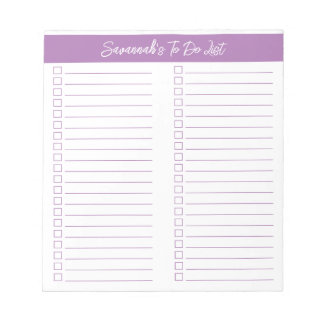 Script Modern Lavender Two Column Checklist Notepad