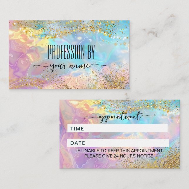 Script Modern opal stone  Appointment Card (Front/Back)