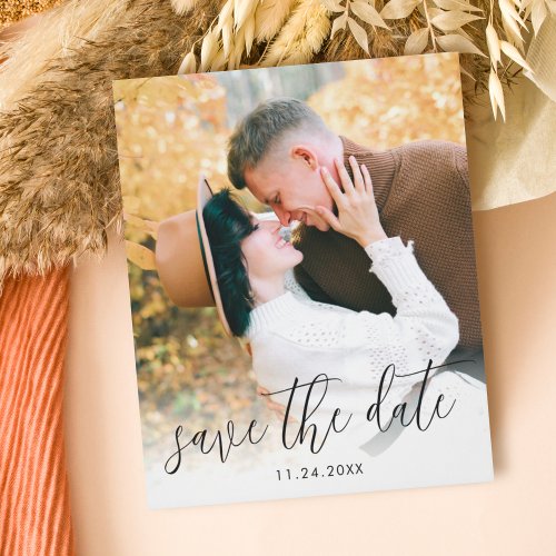 Script Modern Photo Save the Date Invitation