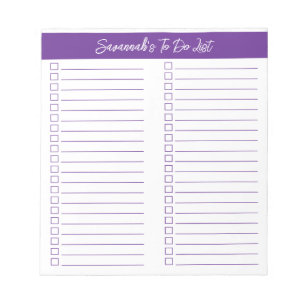 Script Modern Purple Two Column Checklist Notepad