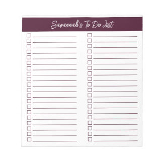 Script Modern Red Brown Two Column Checklist Notepad