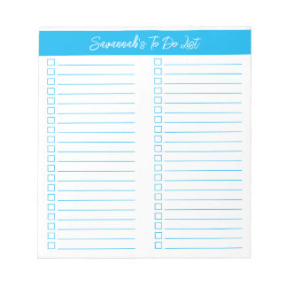 Script Modern Sky Blue Two Column Checklist Notepad