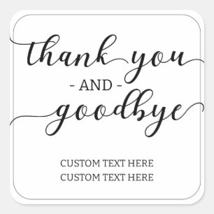 Script Modern Thank You & Goodbye Retirement Square Sticker