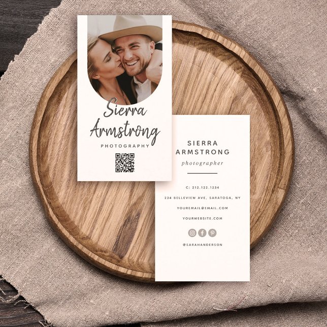 Script Modern Typography Photographer QR Code Business Card (Creator Uploaded)