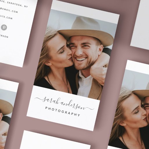 Customizable Script Modern Typography Photographer Business Card
