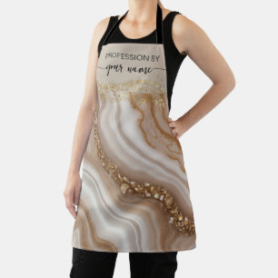 Script Modern watercolor beige and gold custom Apron
