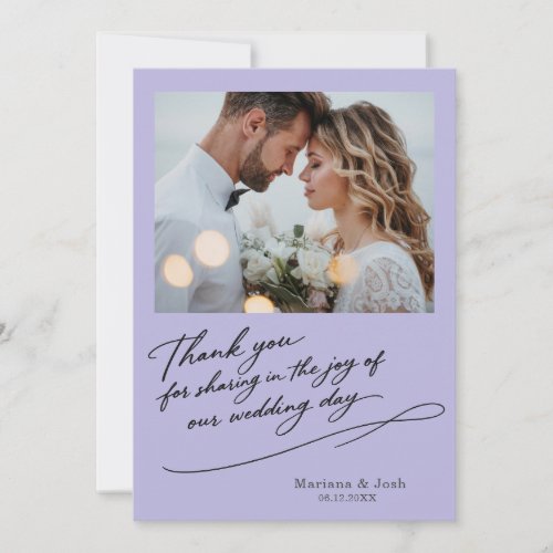 Script Modern Wedding 2 Photos Thank You Card