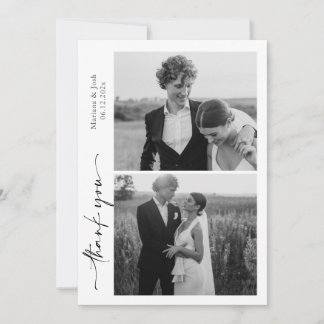 Script Modern Wedding 2 Photos Thank You Card