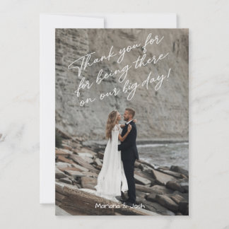 Script Modern Wedding Photo Thank You Card