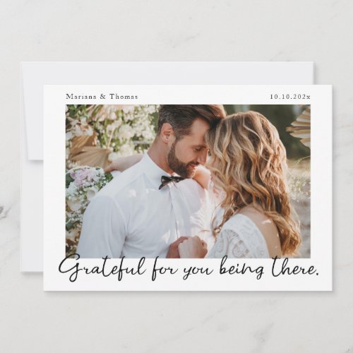 Script Modern Wedding Photo Thank You Card