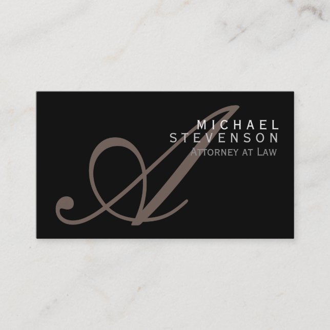 Script Monogram Attorney at Law Business Card (Front)