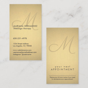 Script Monogram Black and Gold Faux Foil Vertical Appointment Card