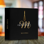 Script Monogram Black Gold Whisk Recipe 3 Ring Binder<br><div class="desc">An elegant black and gold script monogram name recipe binder featuring a chic gold whisk. Personalize with your initial and name to create a beautiful elegant binder that is unique to you. Perfect for home and business use. Designed by Thisisnotme©</div>