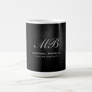 Script monogram black gray modern cute coffee mug