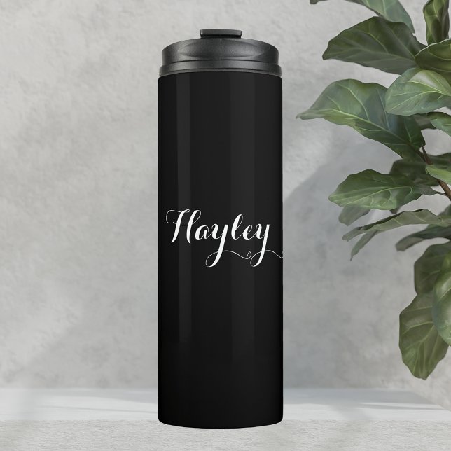 Script monogram black thermal tumbler (Creator Uploaded)
