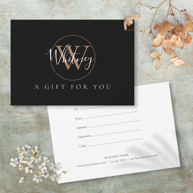 Script Monogram Black White Gold Gift Certificate (Script Monogram Black White Gold Gift Certificate)
