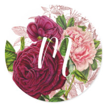 Script Monogram | Blush & Burgundy Floral