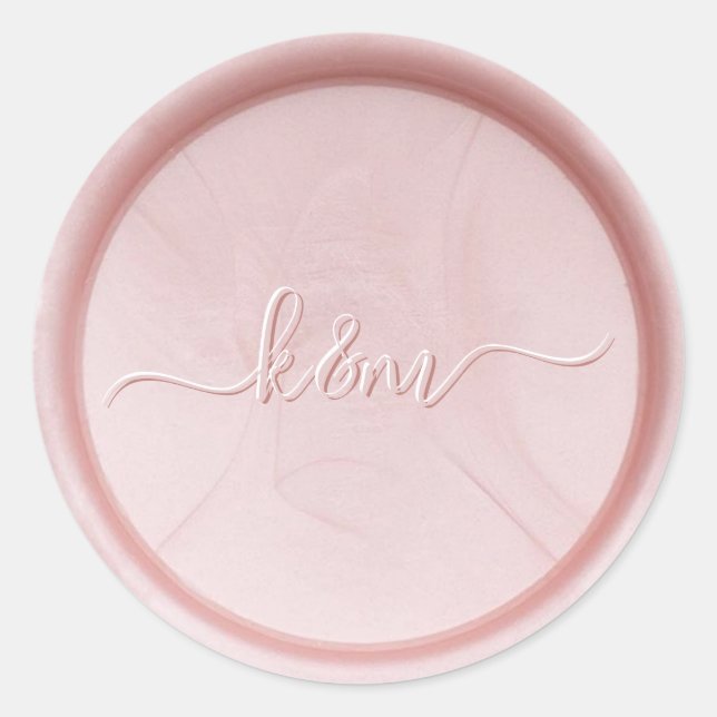 Script Monogram Blush Metallic Wax Seal Sticker (Front)