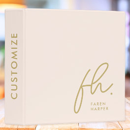 Script Monogram Blush Pink Gold Modern Initials 3 Ring Binder