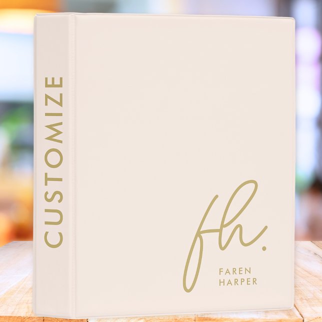Script Monogram Blush Pink Gold Modern Initials Mini Binder (Creator Uploaded)
