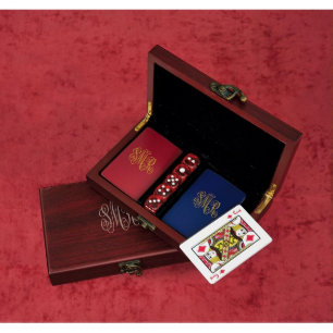 Script Monogram Box with Set of 2 Playing Cards
