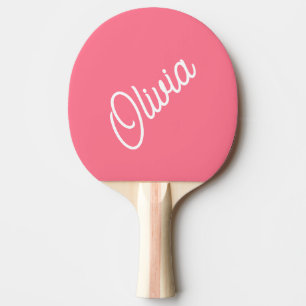 Script monogram, bright pink ping pong paddle