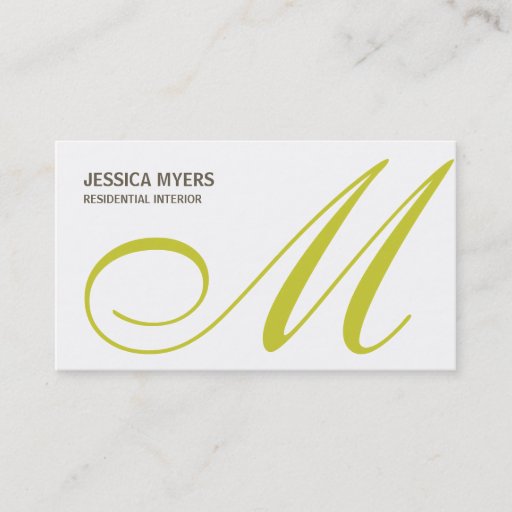 Customizable Script Monogram Business Card (Lime)